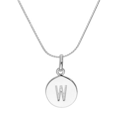 Sterling Silver Initial Letter Necklace A - Z 16 - 22 Inches Plain