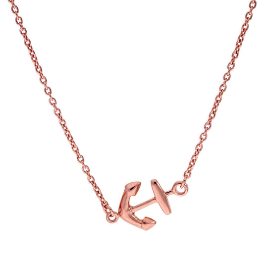 Collier ancre de navire en argent sterling plaqué or rose de 45 cm