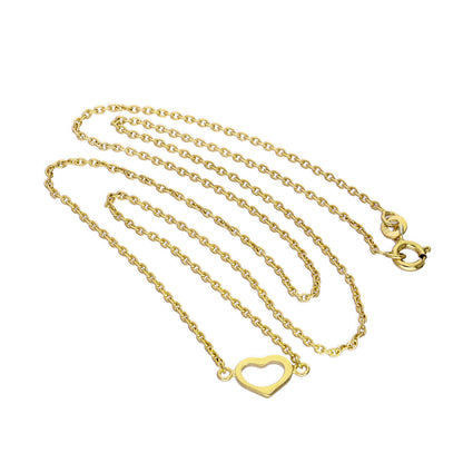 Collier en argent sterling plaqué or avec contour de cœur de 45 cm
