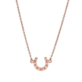 Collier fer à cheval porte-bonheur en argent sterling plaqué or rose