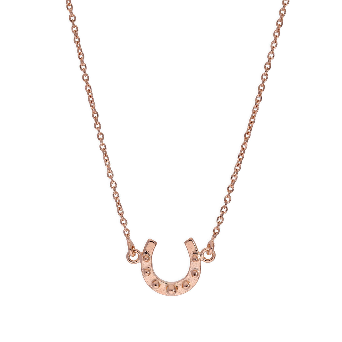 Collier fer à cheval porte-bonheur en argent sterling plaqué or rose