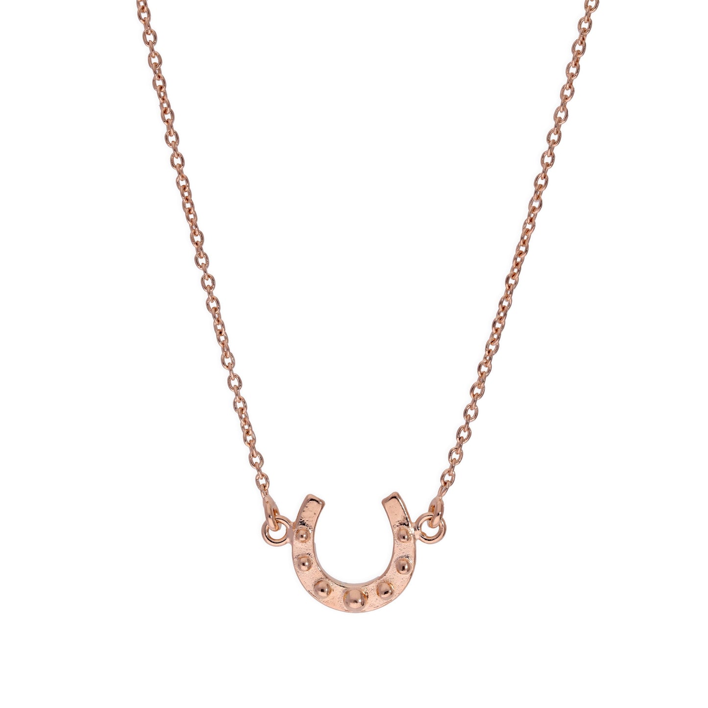 Collier fer à cheval porte-bonheur en argent sterling plaqué or rose