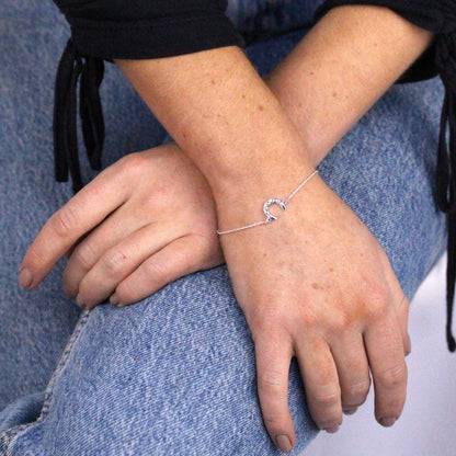 Bracelet fer à cheval porte-bonheur en argent sterling de 18 cm