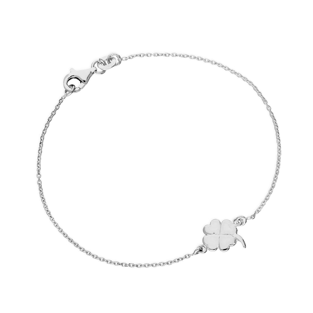 Bracelet trèfle à quatre feuilles en argent sterling de 18 cm