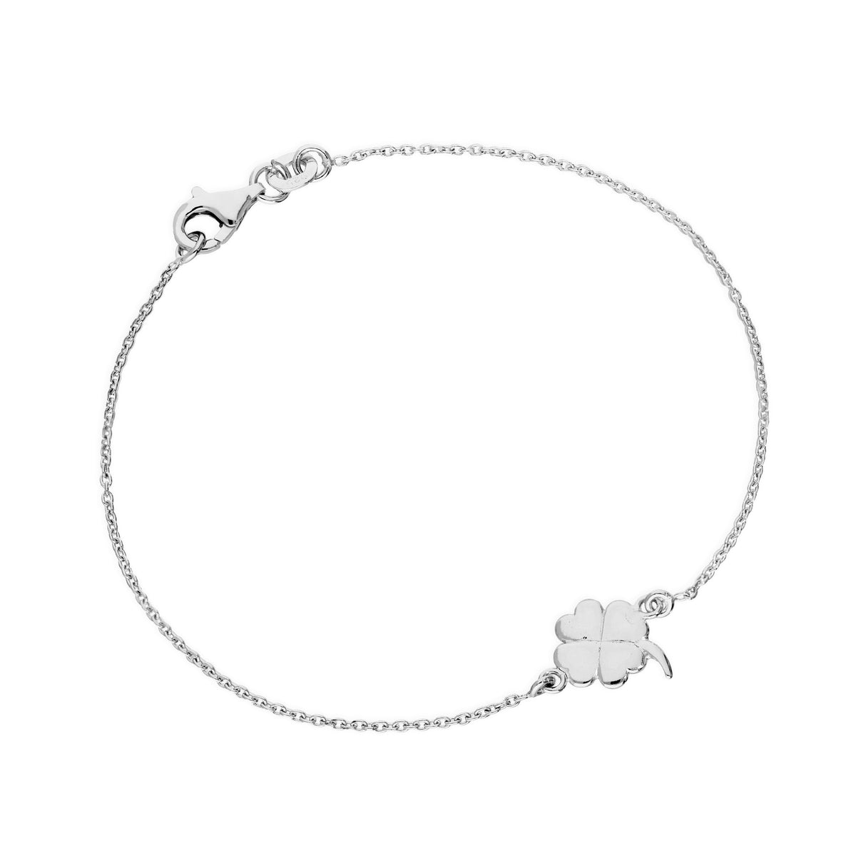 Bracelet trèfle à quatre feuilles en argent sterling de 18 cm