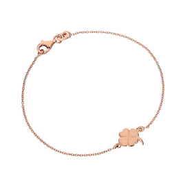 Bracelet trèfle à quatre feuilles en argent sterling plaqué or rose de 18 cm