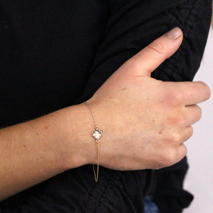 Bracelet trèfle à quatre feuilles en argent sterling plaqué or rose de 18 cm