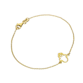 Bracelet main de Fatima en argent sterling plaqué or de 18 cm
