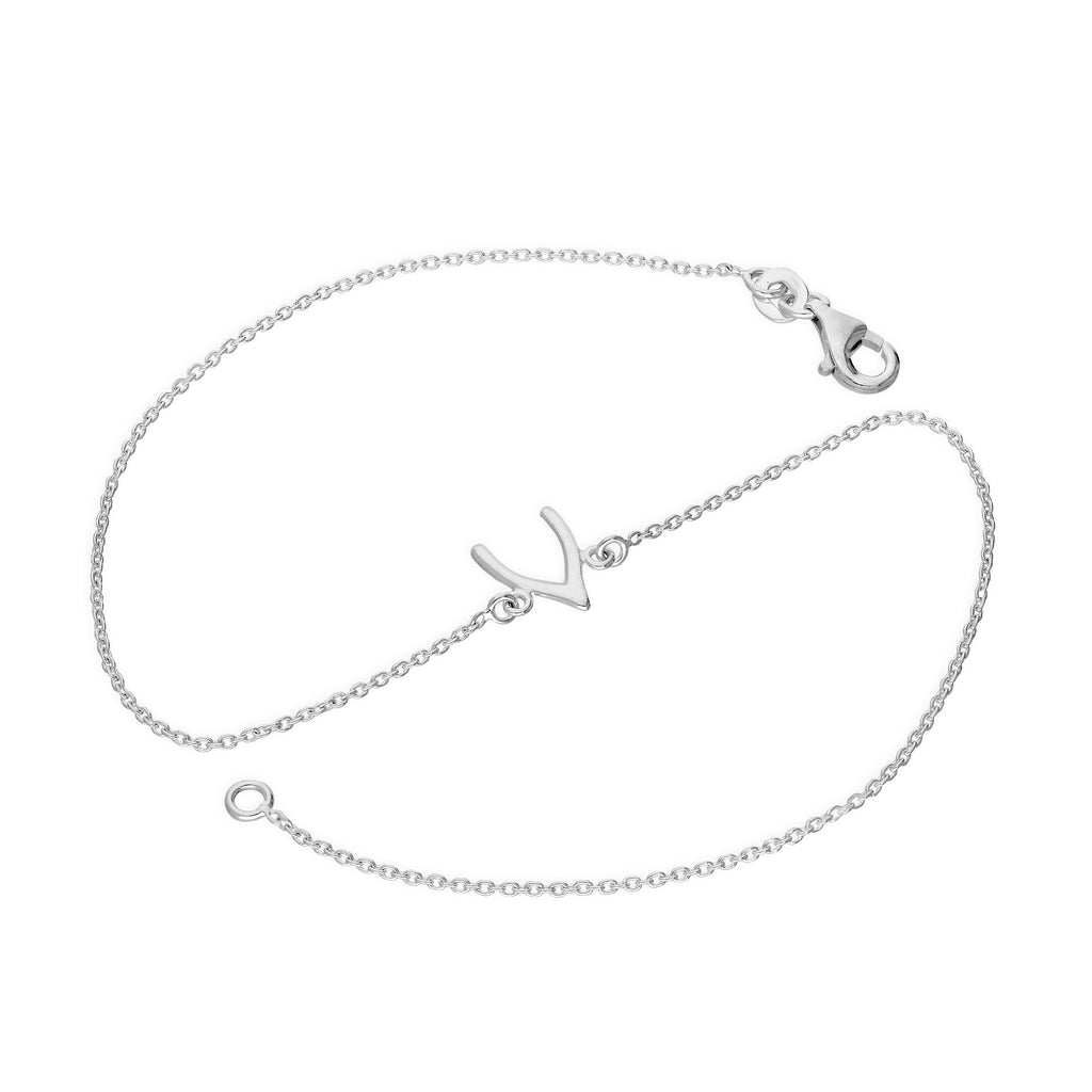 Bracelet de cheville en argent sterling avec os de souhait, 25 cm