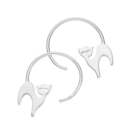 Boucles d'oreilles chat en argent sterling