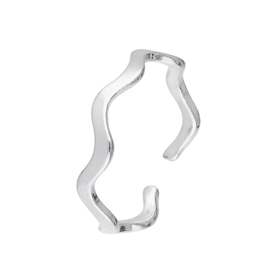 Bague d'orteil en argent sterling avec bande ondulée