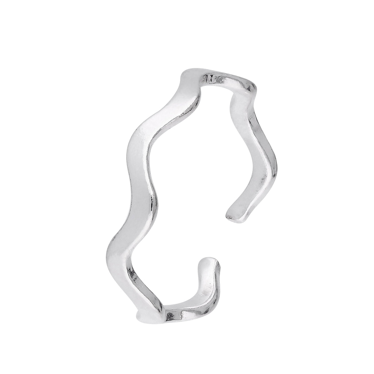 Bague d'orteil en argent sterling avec bande ondulée