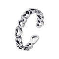 Bague d'orteil en argent sterling avec cœurs