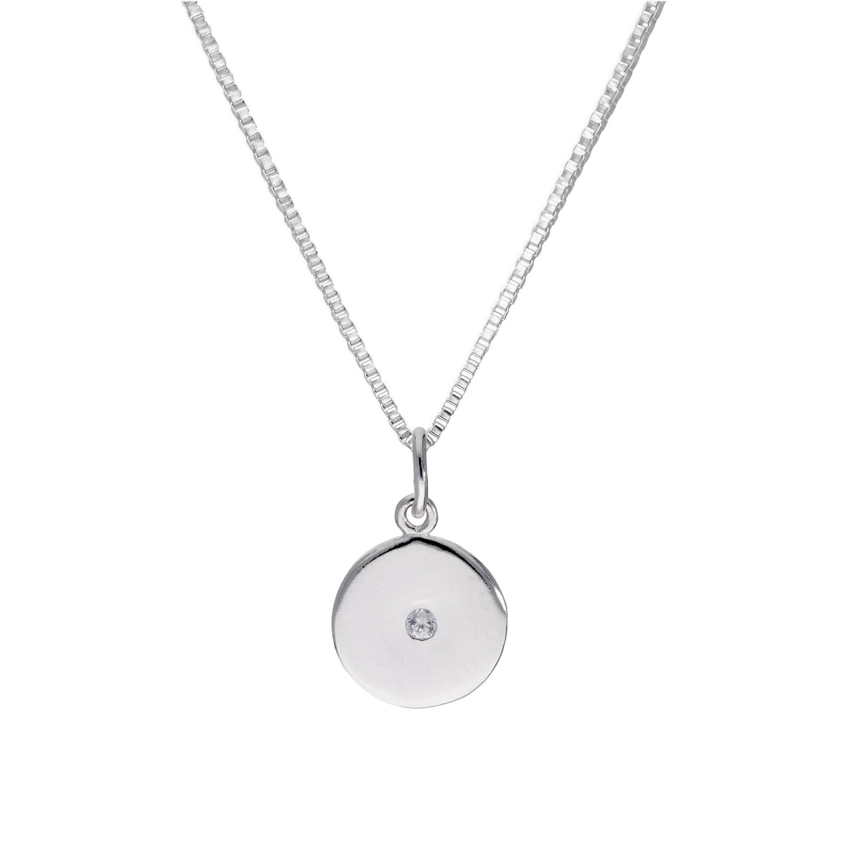 Collier avec pendentif rond en argent sterling et cristal CZ transparent de 35 à 55 cm