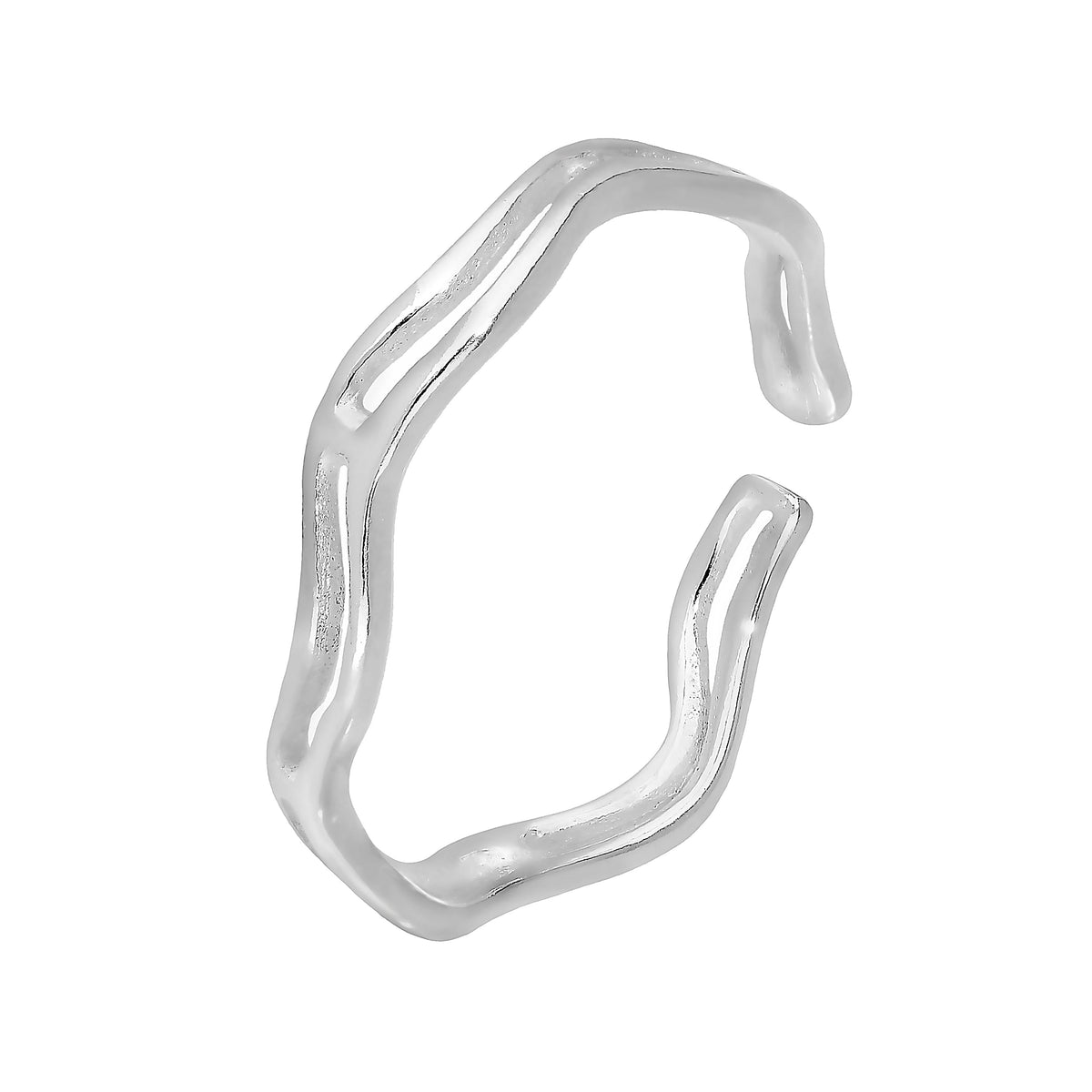 Bague d'orteil réglable en argent sterling avec bande ondulée