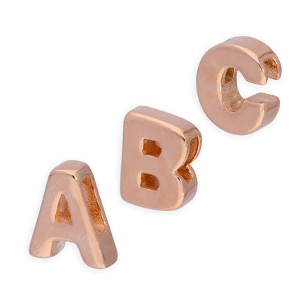 Breloque en argent sterling plaqué or rose avec lettres de l'alphabet de A à Z