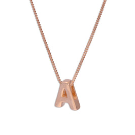 Collier avec pendentif lettre A en argent sterling plaqué or rose, 35,6 à 81,3 cm