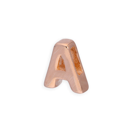 Breloque en argent sterling plaqué or rose avec lettres de l'alphabet de A à Z