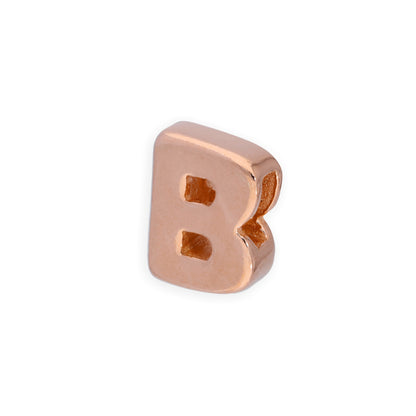 Breloque en argent sterling plaqué or rose avec lettres de l'alphabet de A à Z