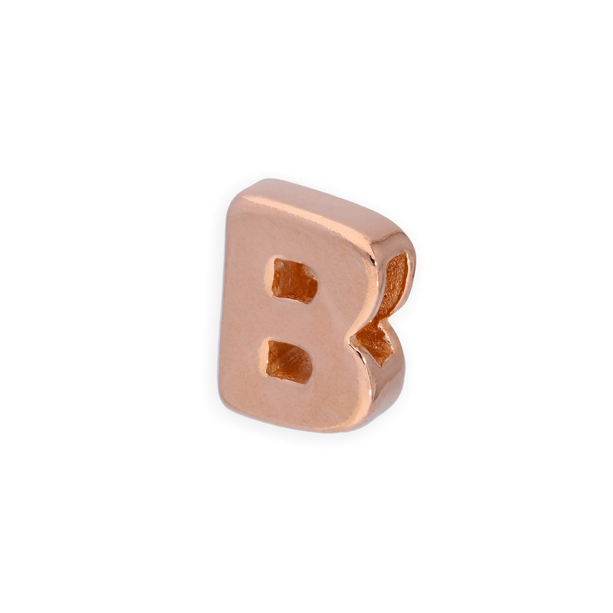 Breloque en argent sterling plaqué or rose avec lettres de l'alphabet de A à Z