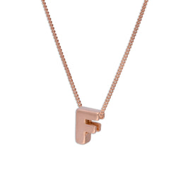 Collier avec pendentif lettre F en argent sterling plaqué or rose, 35,6 à 81,3 cm