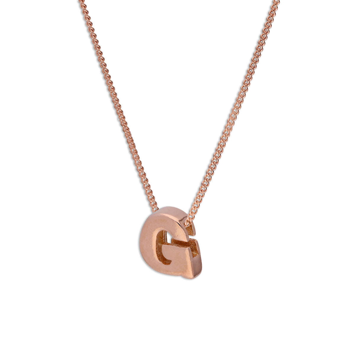 Collier avec pendentif lettre G en argent sterling plaqué or rose, 35,6 à 81,3 cm