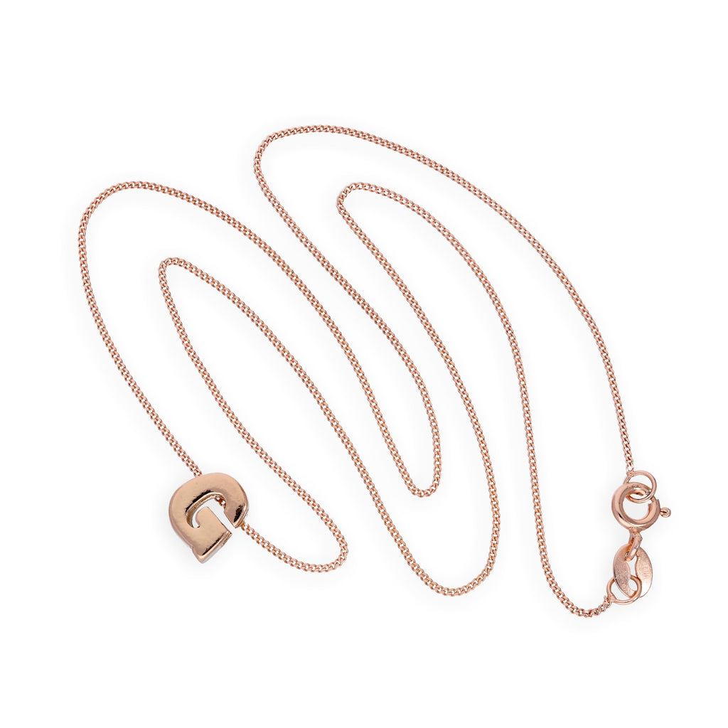 Collier avec pendentif lettre G en argent sterling plaqué or rose, 35,6 à 81,3 cm