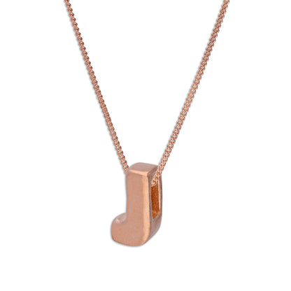 Collier avec pendentif lettre J en argent sterling plaqué or rose, 35,6 à 81,3 cm