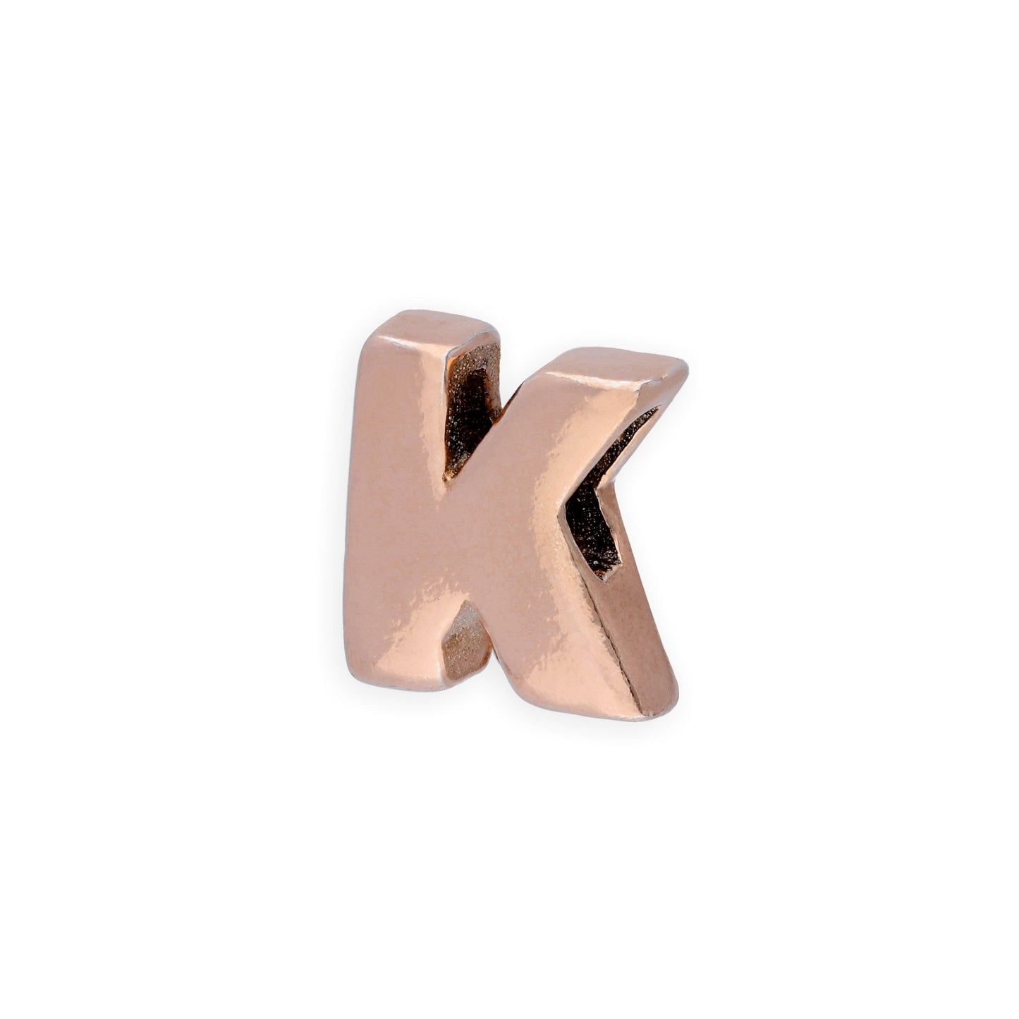 Breloque en argent sterling plaqué or rose avec lettres de l'alphabet de A à Z