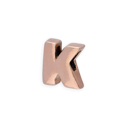 Breloque en argent sterling plaqué or rose avec lettres de l'alphabet de A à Z