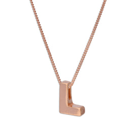 Collier avec pendentif lettre L en argent sterling plaqué or rose, 35,6 à 81,3 cm