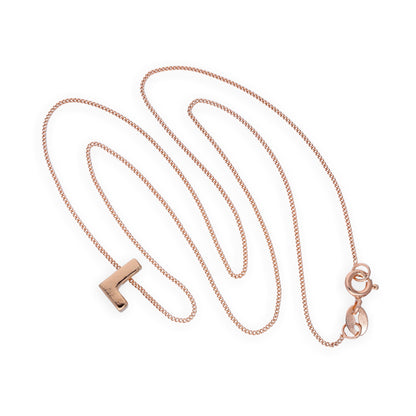 Collier avec pendentif lettre L en argent sterling plaqué or rose, 35,6 à 81,3 cm