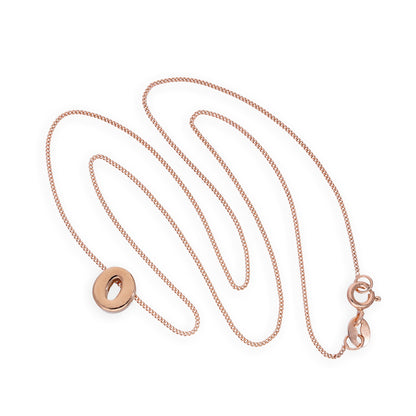 Collier avec pendentif lettre O en argent sterling plaqué or rose, 35,6 à 81,3 cm