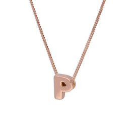 Collier avec pendentif lettre P en argent sterling plaqué or rose, 35,6 à 81,3 cm