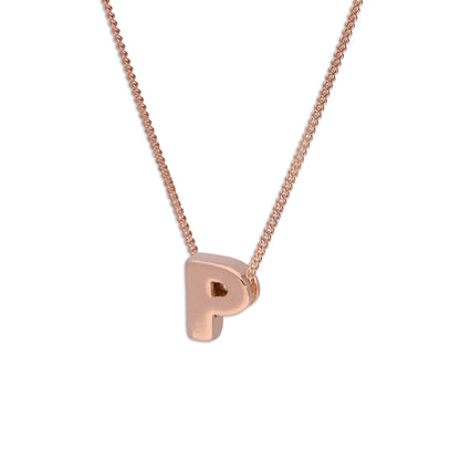 Collier avec pendentif lettre P en argent sterling plaqué or rose, 35,6 à 81,3 cm