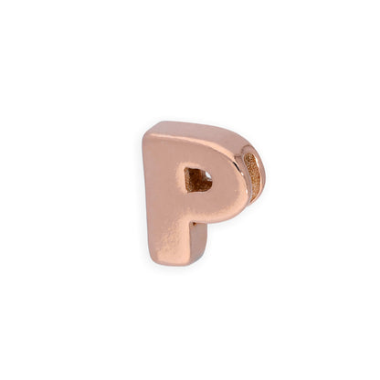 Breloque en argent sterling plaqué or rose avec lettres de l'alphabet de A à Z