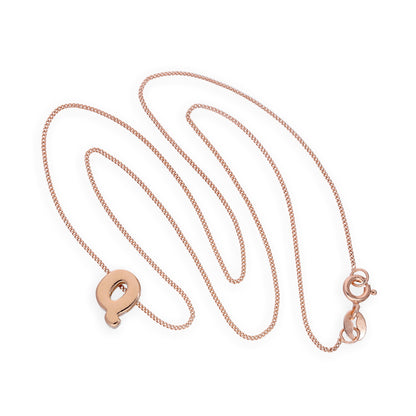 Collier avec pendentif lettre Q en argent sterling plaqué or rose, 35,6 à 81,3 cm