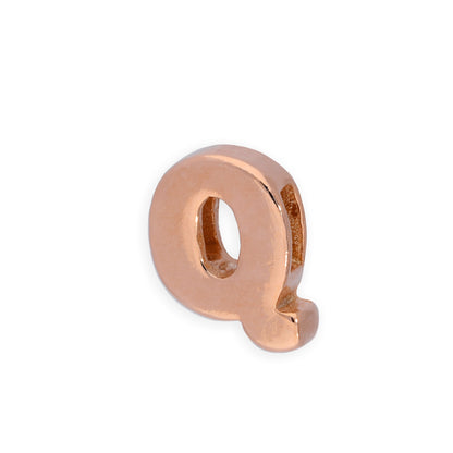 Breloque en argent sterling plaqué or rose avec lettres de l'alphabet de A à Z