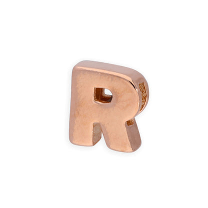 Breloque en argent sterling plaqué or rose avec lettres de l'alphabet de A à Z