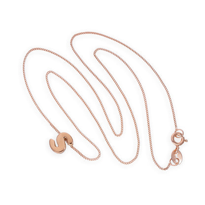 Collier avec pendentif lettre S en argent sterling plaqué or rose, 35,6 à 81,3 cm