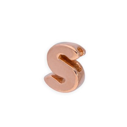 Breloque en argent sterling plaqué or rose avec lettres de l'alphabet de A à Z