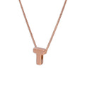 Collier avec pendentif lettre T en argent sterling plaqué or rose, 35,6 à 81,3 cm