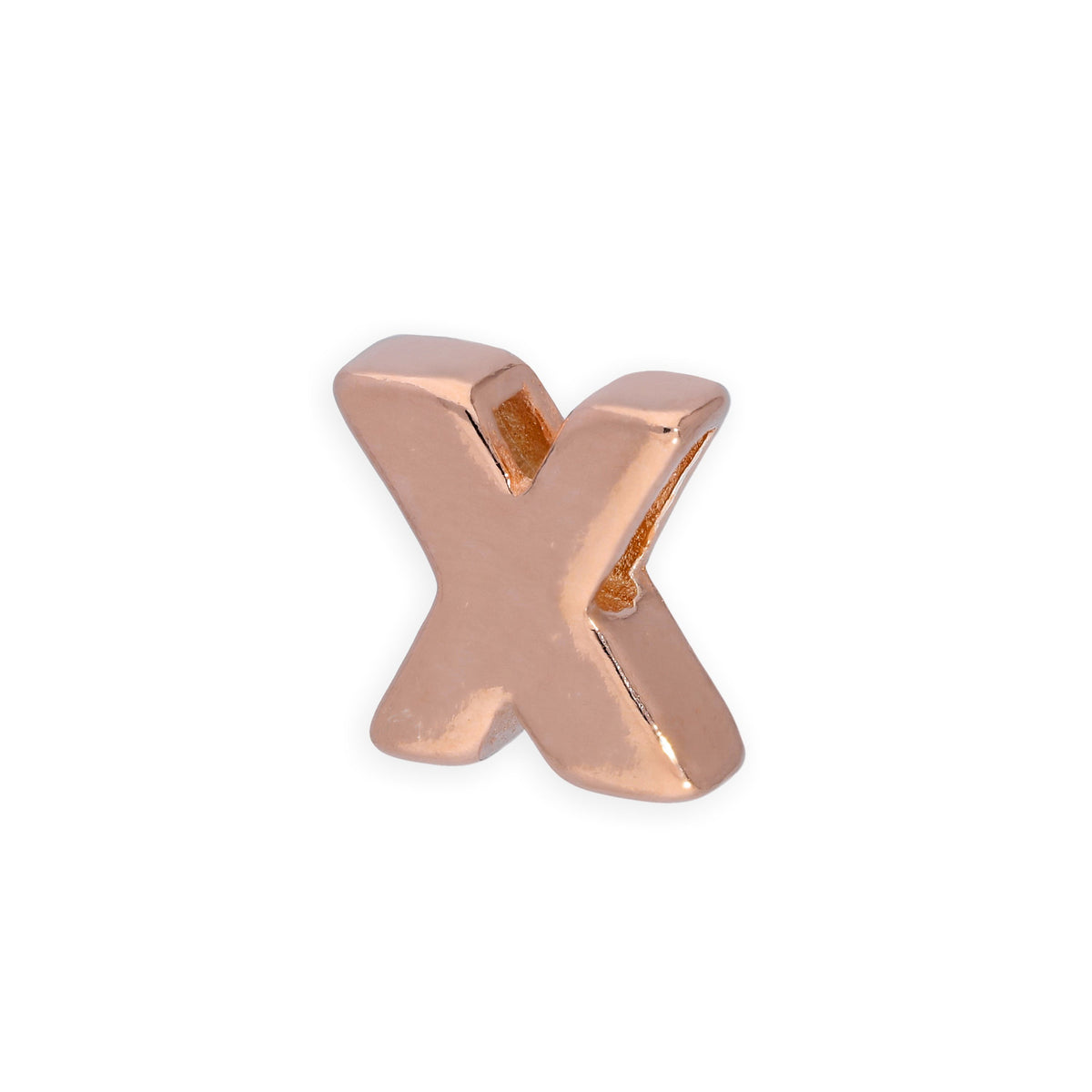 Breloque en argent sterling plaqué or rose avec lettres de l'alphabet de A à Z
