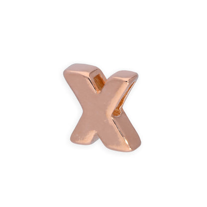 Breloque en argent sterling plaqué or rose avec lettres de l'alphabet de A à Z