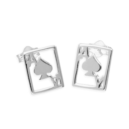 Boucles d'oreilles à tige en argent sterling As de pique