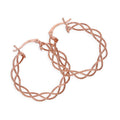 Boucles d'oreilles créoles tissées en argent sterling plaqué or rose de 30 mm