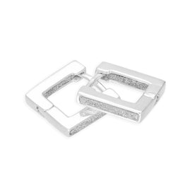 Boucles d'oreilles créoles carrées givrées en argent sterling