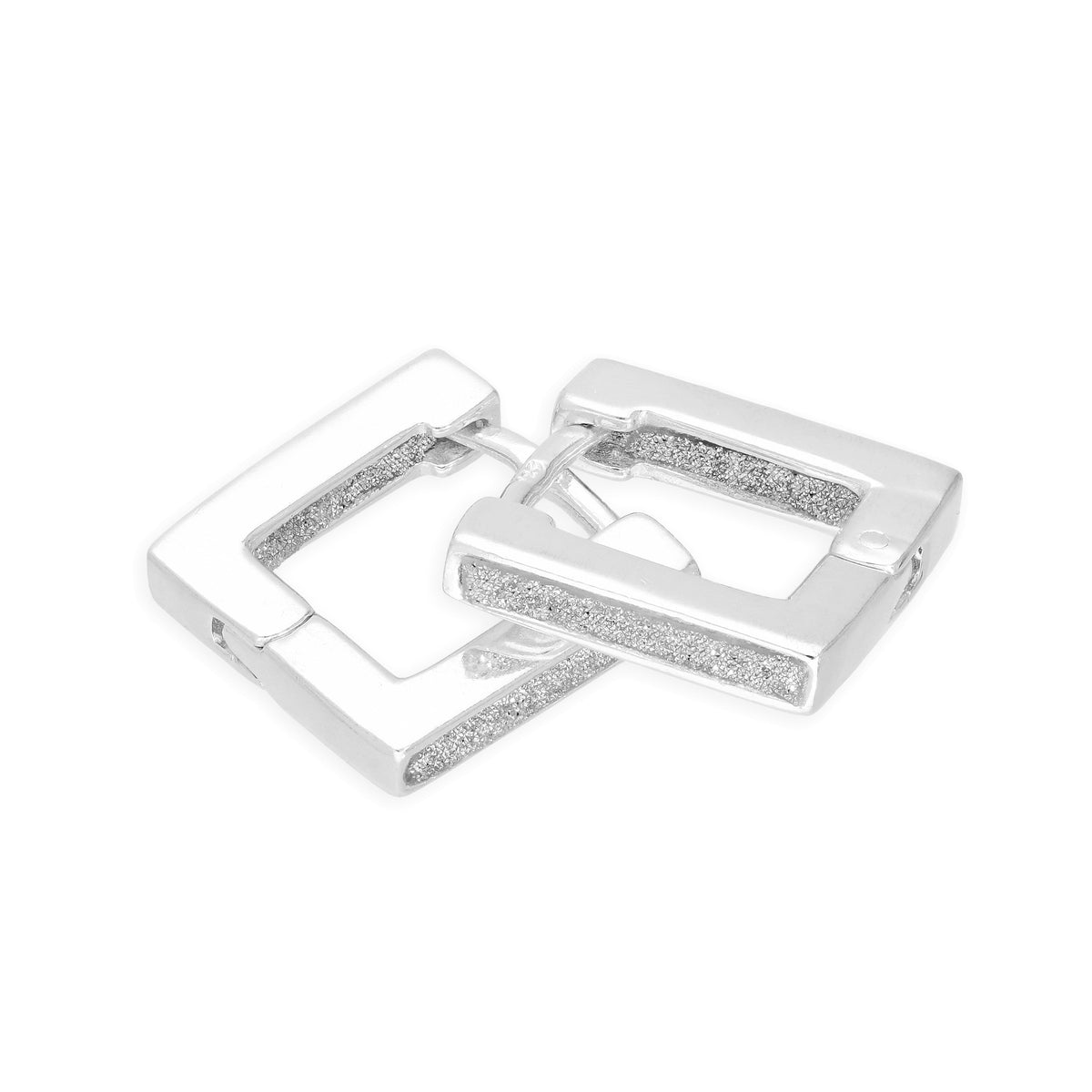 Boucles d'oreilles créoles carrées givrées en argent sterling