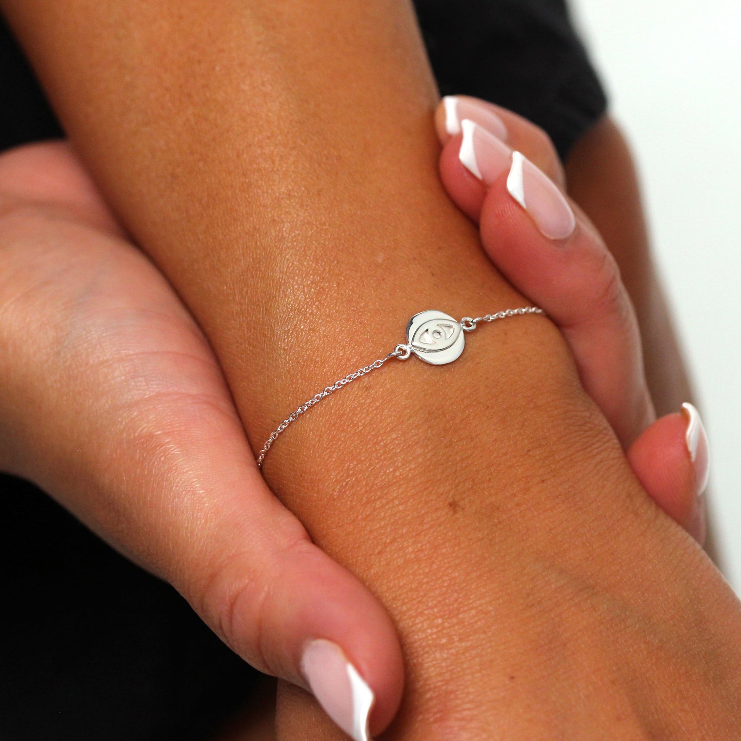Bracelet en argent sterling 7 pouces contre le mauvais œil