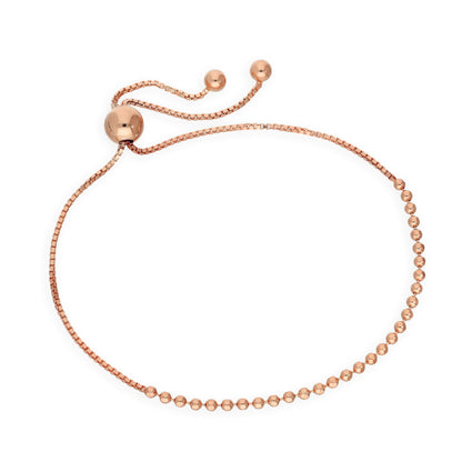 Bracelet réglable en argent sterling plaqué or rose avec perles fines